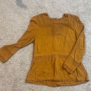 Elegant Mustard Lace Blouse